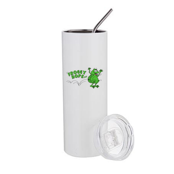 20 oz Stainless Steel Tumbler with Metal Straw & Lid - Sublimated Logo Thumbnail